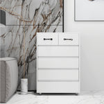 Side Table Six Drawer, White