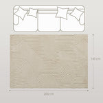 Machine-Woven Rug, 15mm High, Non-Slip, Cream White