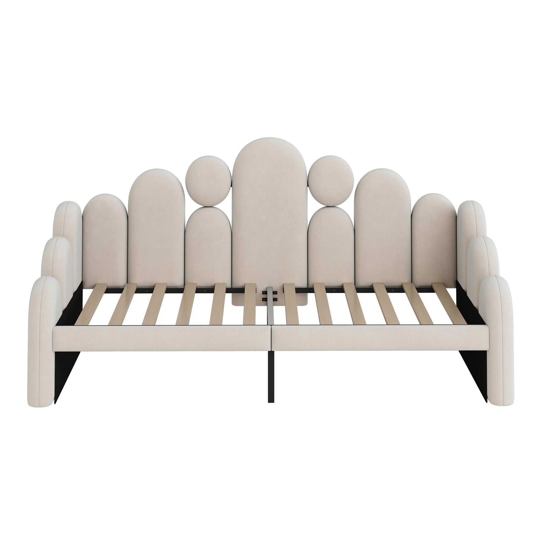 Upholstered Sofa Bed with Pet Bed, 2-in-1 Multifunctional, 180x200cm, Beige Velvet