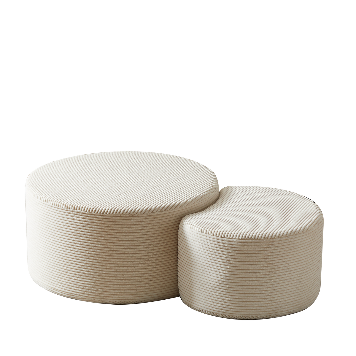 Coffee Table Set, 2-Piece Upholstered Round for Living Room, Foam
