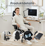 Gaming Chair 360° Swivel Ergonomic Racing High-Back Adjustable Footrest Headrest Lumbar Support - Black & White Leather