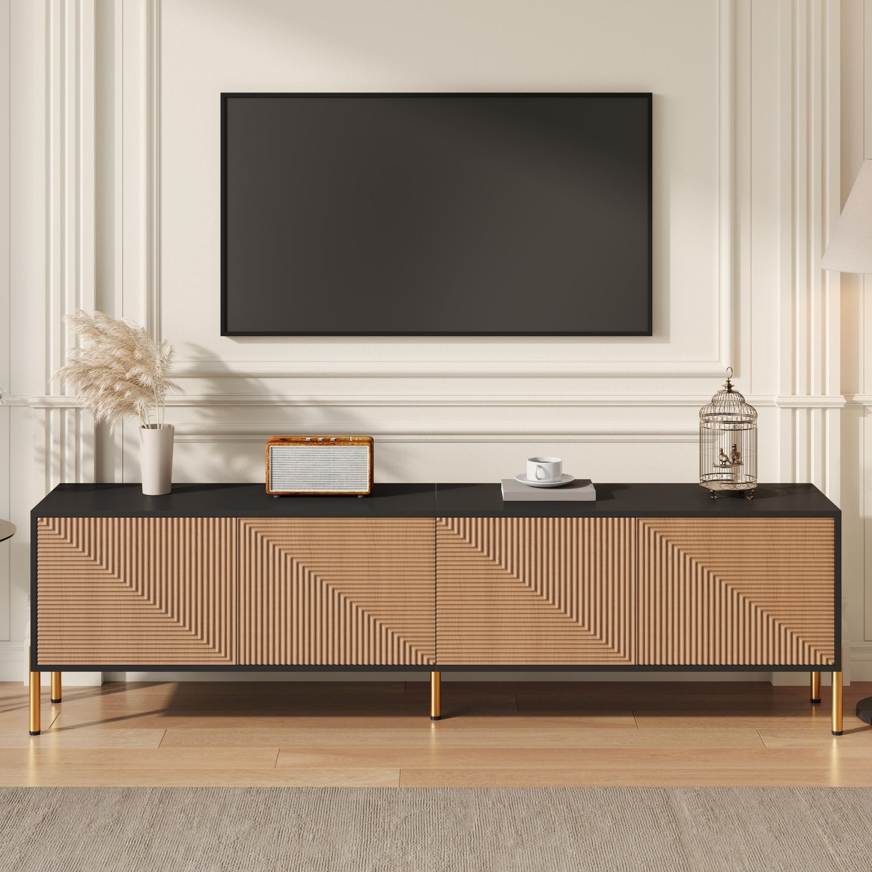 TV Cabinet Modern Low 179cm Color-Block Design