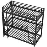 Triple Bunk Bed 90x200cm Metal for Children & Adults, Black