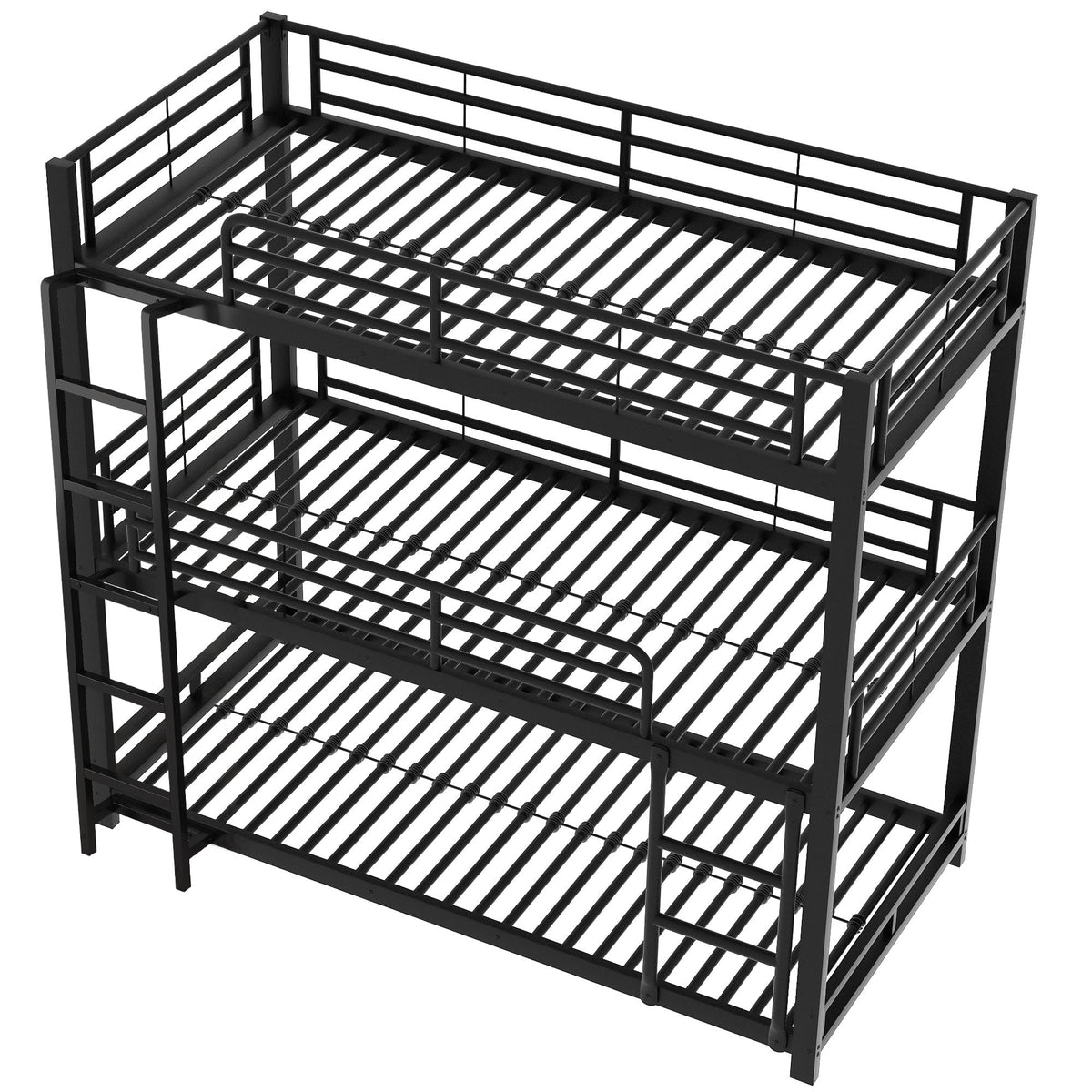 Triple Bunk Bed 90x200cm Metal for Children & Adults, Black