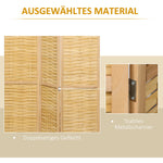 Folding Screen, 4-Panel Room Divider 160 x 170 cm, Bamboo Natural