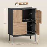 Sideboard Push-to-Open Doors Metal Legs - Black/Natural Wood