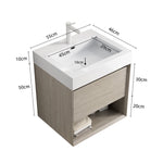 Bathroom Vanity Unit with Resin Basin and Storage, Light Oak Wood Grain