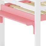 Children's Loft Bed 90x200cm with Ladder, White-Pink Solid Pine