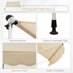 Folding Arm Awning, 300x150cm Height Adjustable Sunshade with Hand Crank, Aluminum Beige