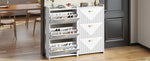 Shoe Cabinet with 6 Drop-Down Doors and Adjustable Width, White MDF