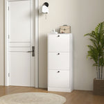 Shoe Cabinet with 3 Flaps, Adjustable Divider, 12 Pairs, White