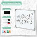 Magnetic whiteboard with 4 markers, 1 eraser, 10 magnets, easel and wall mounting