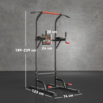 Power Tower Height Adjustable Dip Station Pull-Up Bar Padded