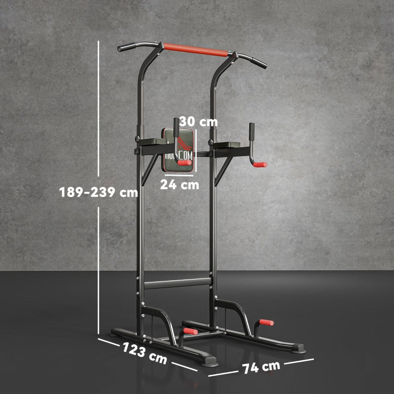Power Tower Height Adjustable Dip Station Pull-Up Bar Padded