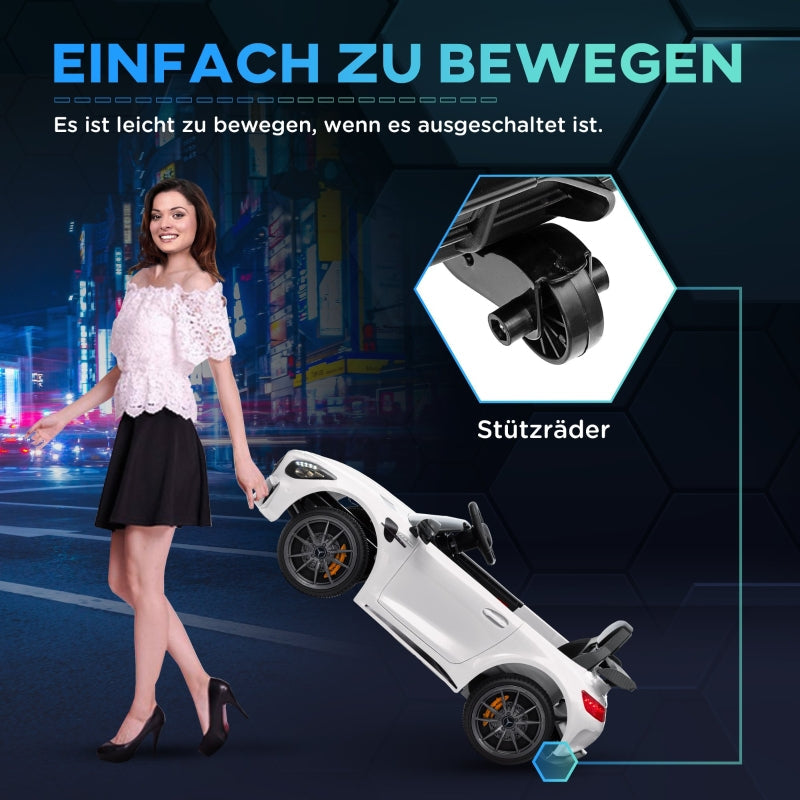 Electric Ride-On Car, Mercedes 3-5 km/h, Remote Control, White