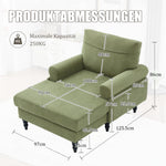 Modern Minimalist Lounger Sofa with Storage Pockets and Wooden Legs, Chenille