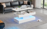 Modern Coffee Table LED Storage Hydraulic Lift 100x50x42cm