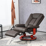 Reclining TV Armchair, Swivel Adjustable Backrest 150 kg Capacity, Faux Leather Brown
