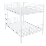 Bunk Bed 140x200 cm with Ladder & Fall Protection, White Metal