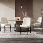 Dining Chairs Set of 4 Thickened Cushions Metal Legs Black Frame - Velvet Beige