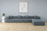 Shaped Convertible Modular Couch, 6-Seat Boneless Sectional for Living Room and Apartment, Gray