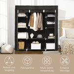 Fabric Wardrobe, Zippered 1 Clothes Rail 10 Shelves, Nonwoven Fabric