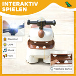 Dinosaur Push Car with Steering Wheel, Lights and Sounds, Cream White and Brown