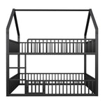 Bunk Bed, Loft Design with Stairs & Door, Black Metal