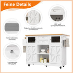 Kitchen Island Dining Trolley Sideboard Worktop Casters Adjustable Storage White