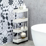 Rolling Kitchen Shelf, 4-Tier Storage with Wheels & Brakes, White