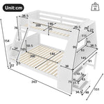 Bunk Bed with Table & Storage, 90x200/140x200 cm, White