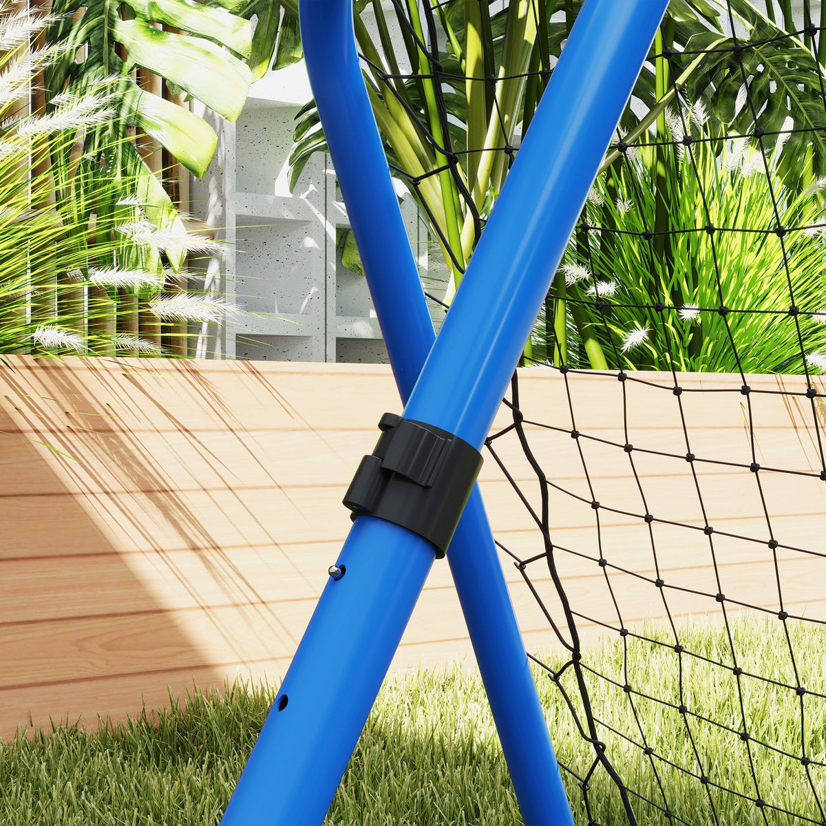 Football Rebounder, Foldable Adjustable Goal Kicker, Metal Blue