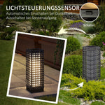 Rattan Solar Light Waterproof Path Light Automatic LED Garden Lamp Steel Grey