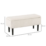 Storage Bench, Upholstered with Hinged Lid, 95x38x45cm, Velvet Look