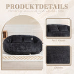 Bean Bag Sofa Lounger High Back Accent Chair Indoor/Outdoor, Black Chenille