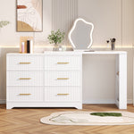 Rotating Dressing Table with LED Lighting, 110x40x129 cm, White