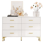 Chest of drawers 6 drawers for living room and bedroom, white