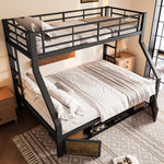 Children's Bunk Bed with Storage & Ladder 90x200/140x200 cm, Black