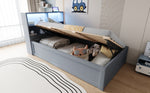 Multifunctional Hydraulic Sofa Bed 90x200 with Storage & LED, Grey