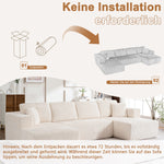 Modern U-Type Leisure Sofa with Modular Non-Assemble Design and Lounge Chairs, Lamp Fabric
