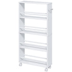 Rolling Trolley 4-Shelf Narrow Serving Storage 45x15x91cm White