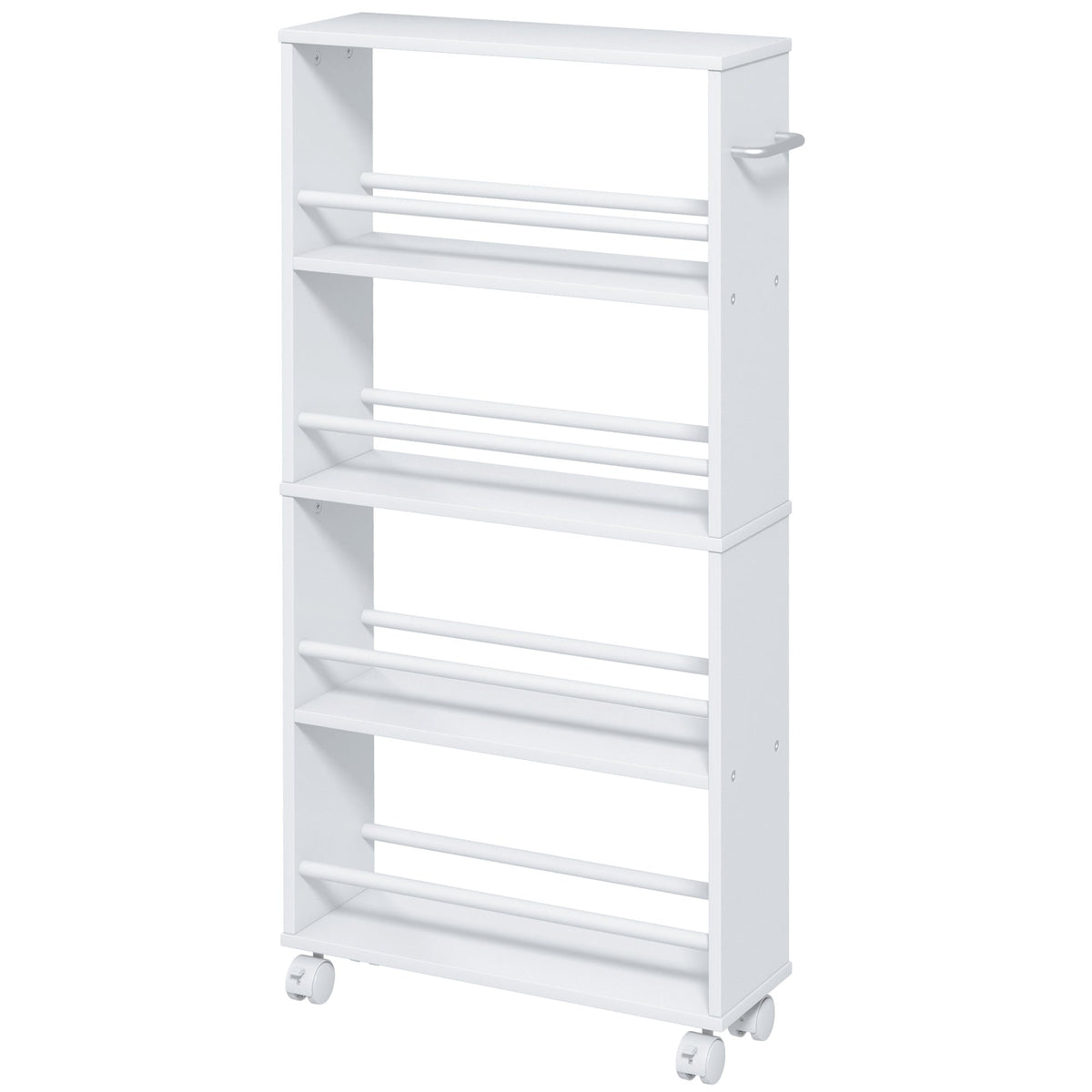 Rolling Trolley 4-Shelf Narrow Serving Storage 45x15x91cm White