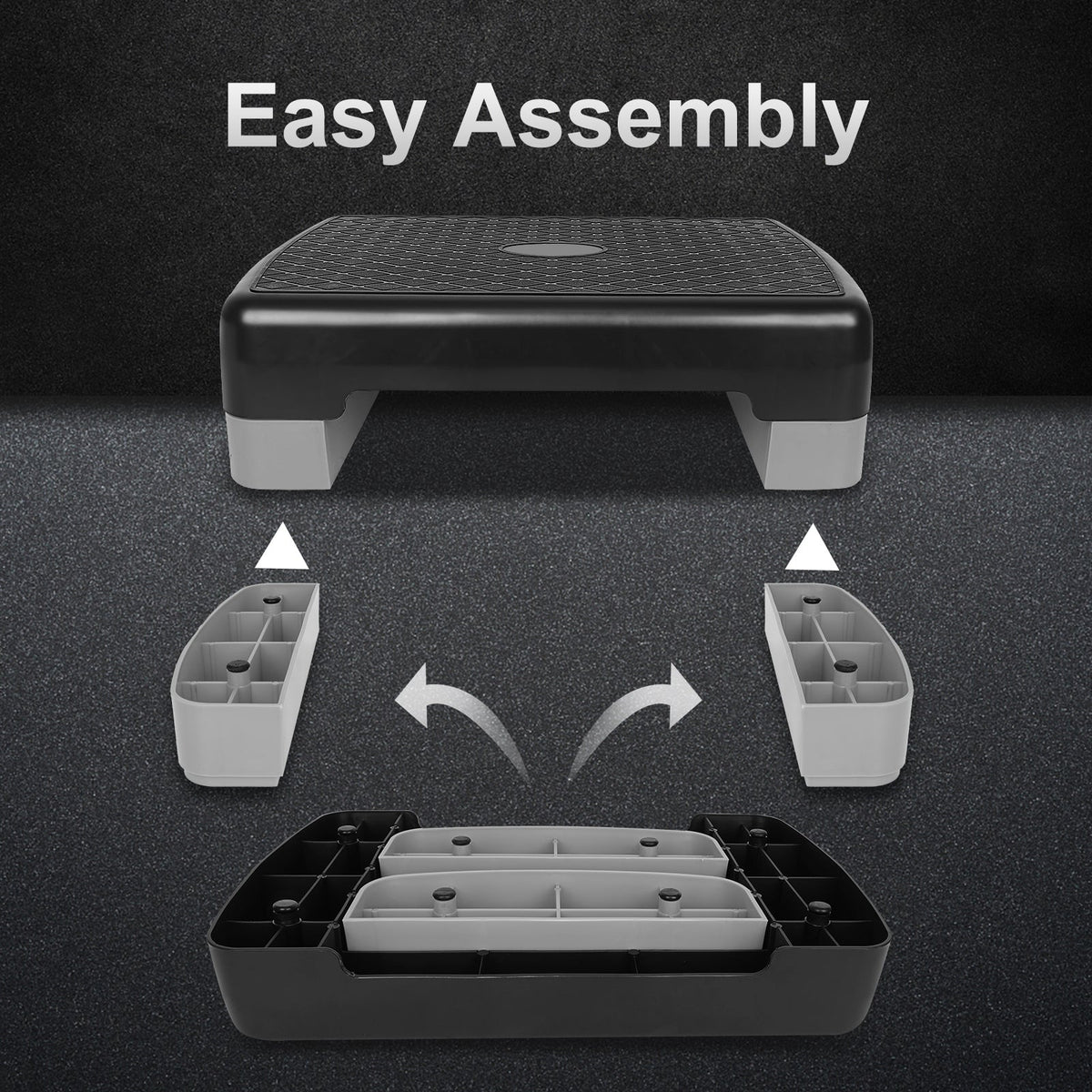 Fitness Step Platform Aerobic Stepper, 45.72cm Height Adjustable 10.16-15.24cm, Grey