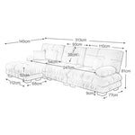 Luxury Modular Corner Sofa - Oversized L-shaped Cloud Couch with Ottoman, Chenille Grey