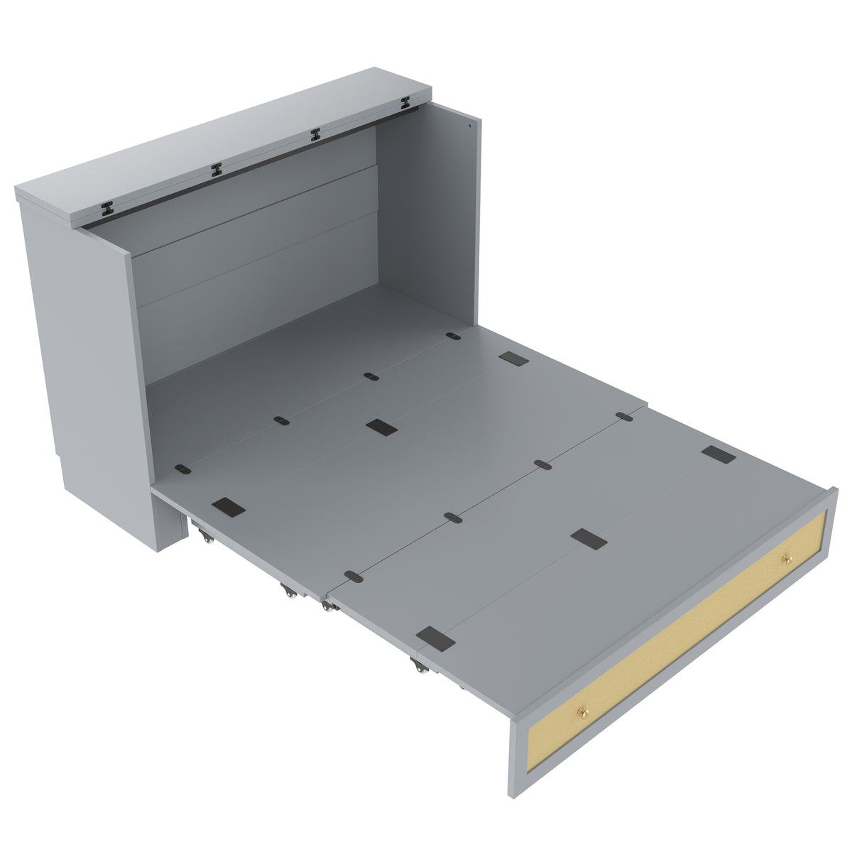 Mobile Wall Bed 140x200cm with Drawers & USB, Grey