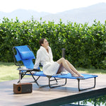 Sun Lounger, Foldable Weatherproof, Black + Dark Blue