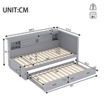 Sofa Bed Daybed 90x200cm Pull-out Bed LED Storage USB Outlet - Grey