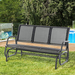 Rocking Chair 3-Seater Garden Swing Sturdy Weatherproof, Metal Black
