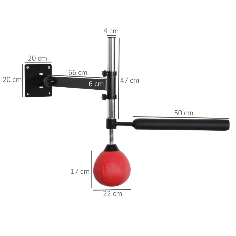 Boxing Rack, Wall Mount Foldable with Reflex Bar, Red