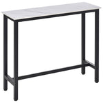 Bar Table, Adjustable Feet, Marble Look, White+Black